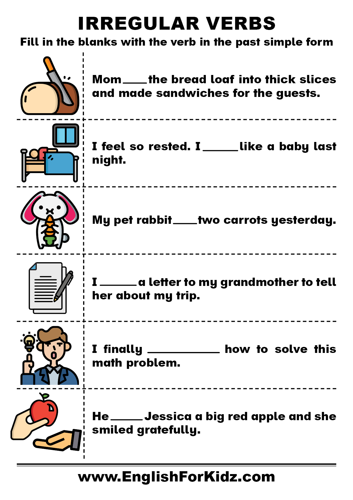 English for Kids Step by Step: Irregular Verbs Exercises and Worksheets - Exercises Regular And Irregular Verbs