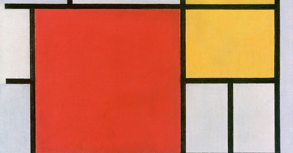 Enjoy some Damn Fine Art : Piet Mondriaan/ Mondrian. Composition with - Compositie Met Groot Rood Vlak Geel Zwart Grijs En Blauw