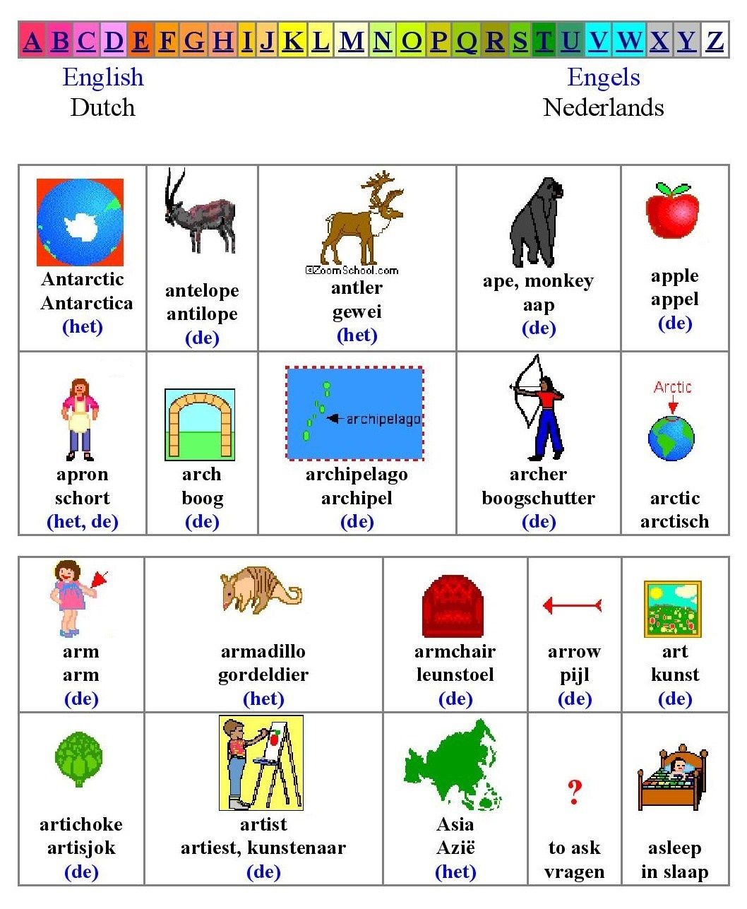 Enkele Engelse woorden die met een a- beginnen + vertaling in het - Woorden Die Beginnen Met Een D