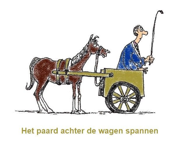 Épinglé sur Nederlandse spreekwoorden, gezegden / Sayings [4] - Het Paard Achter De Wagen Spannen Betekenis