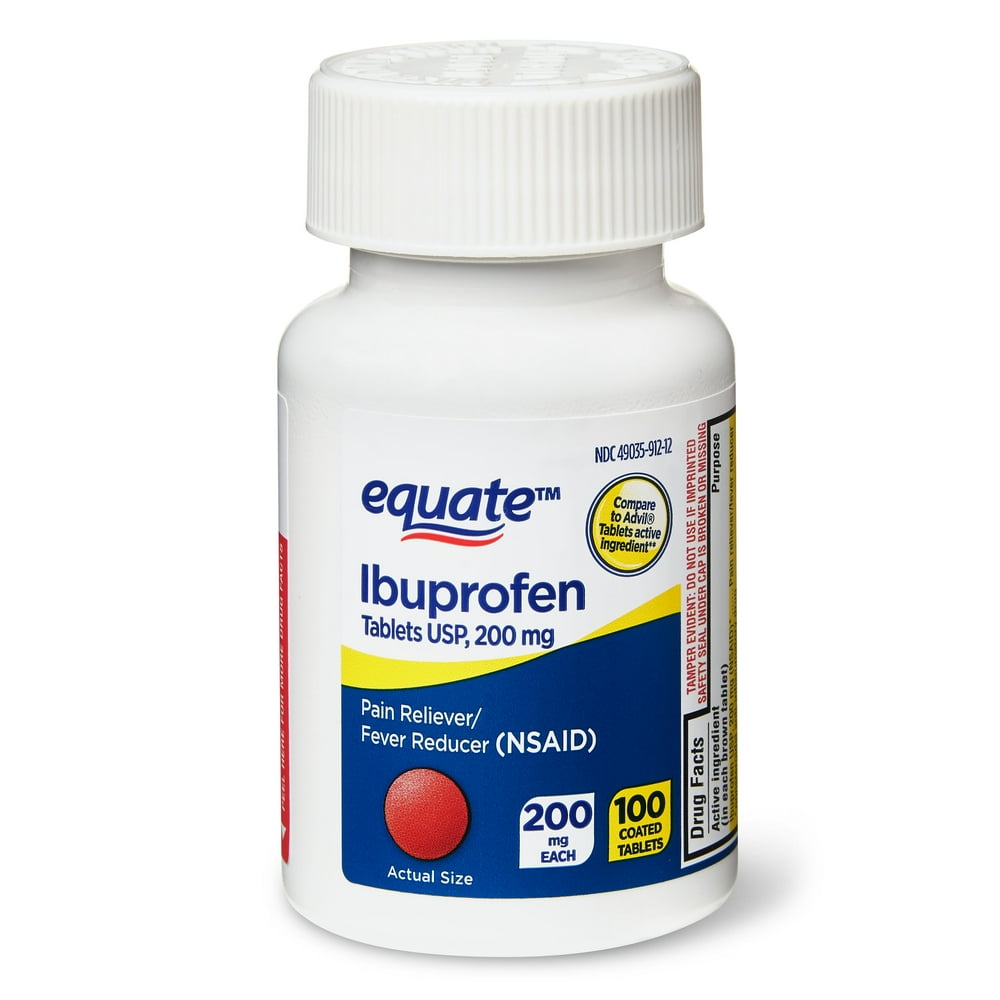 Equate Ibuprofen Pain Reliever/Fever Reducer Coated Tablets, 200mg, 100 - Ibuprofen En Paracetamol Samen Dosering