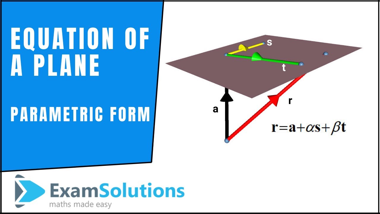 Equation of a Plane - Vector Parametric Form | ExamSolutions - YouTube - Parametric Form Of A Vector