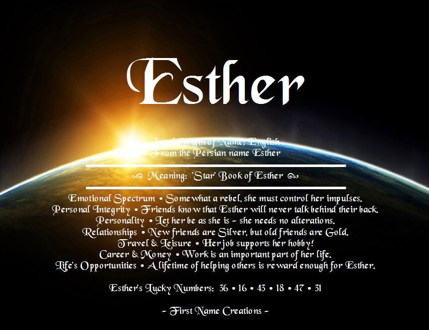 Esther | Weibliche vornamen - Betekenis Van De Naam Esther