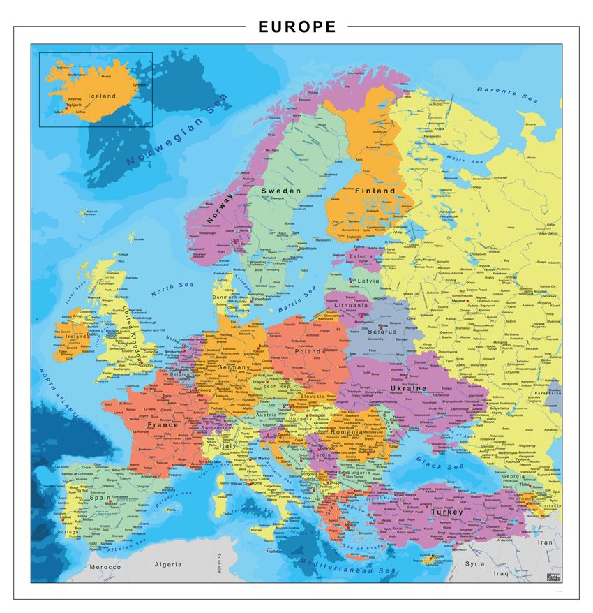 EUROPAKAART STAATKUNDIG - Kaart Van Europa Met Steden