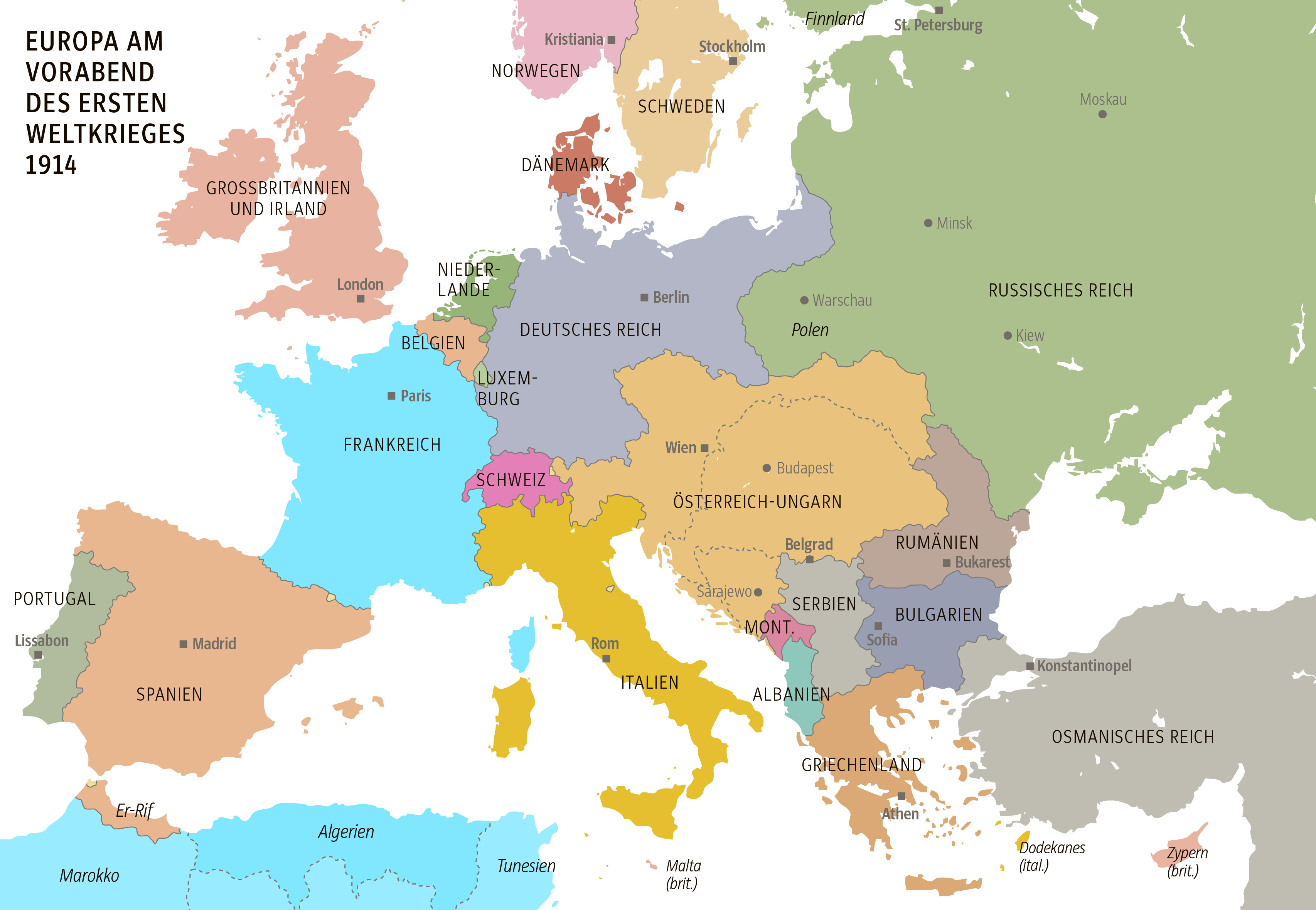 Europakarte 1919 - Kaart Van Europa Voor 1914