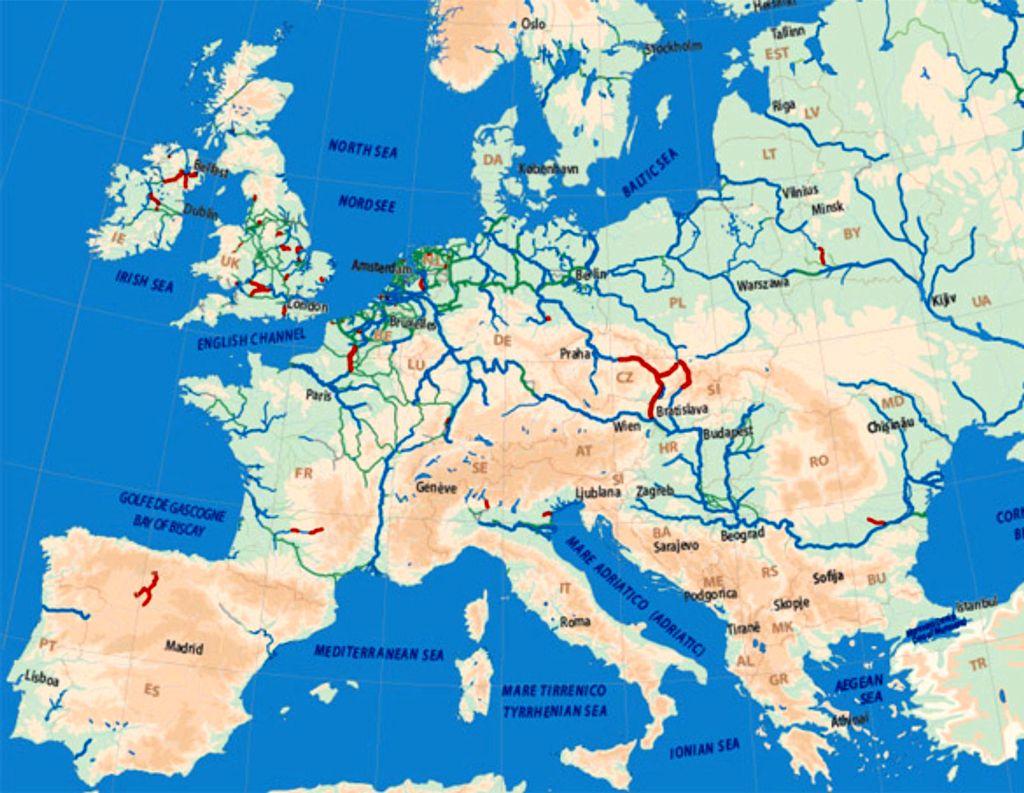 Europe map, River, Europe - Rivieren In Europa Op Kaart