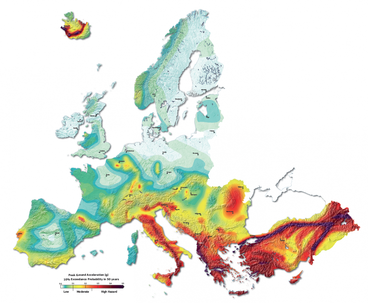 European Seismic Hazard map - Vivid Maps - Waar In Zuid Amerika Is Het Aardbevingsrisico Het Grootst