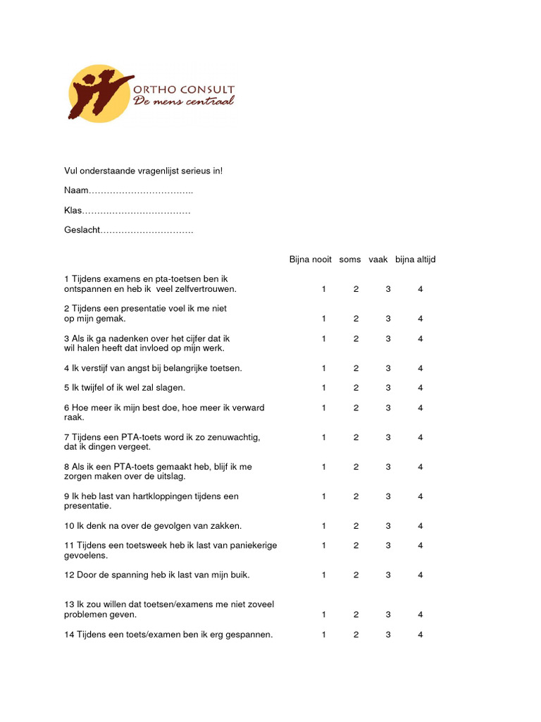 Examen en Toets Attitude Vragenlijst | PDF - Scid 5 P Vragenlijst Pdf