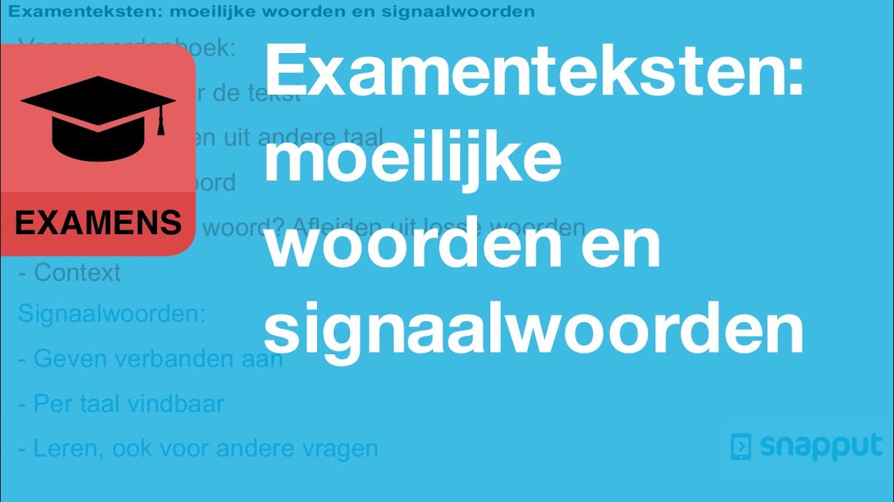 Examenteksten - moeilijke woorden en signaalwoorden - YouTube - Moeilijke Woorden In Het Nederlands