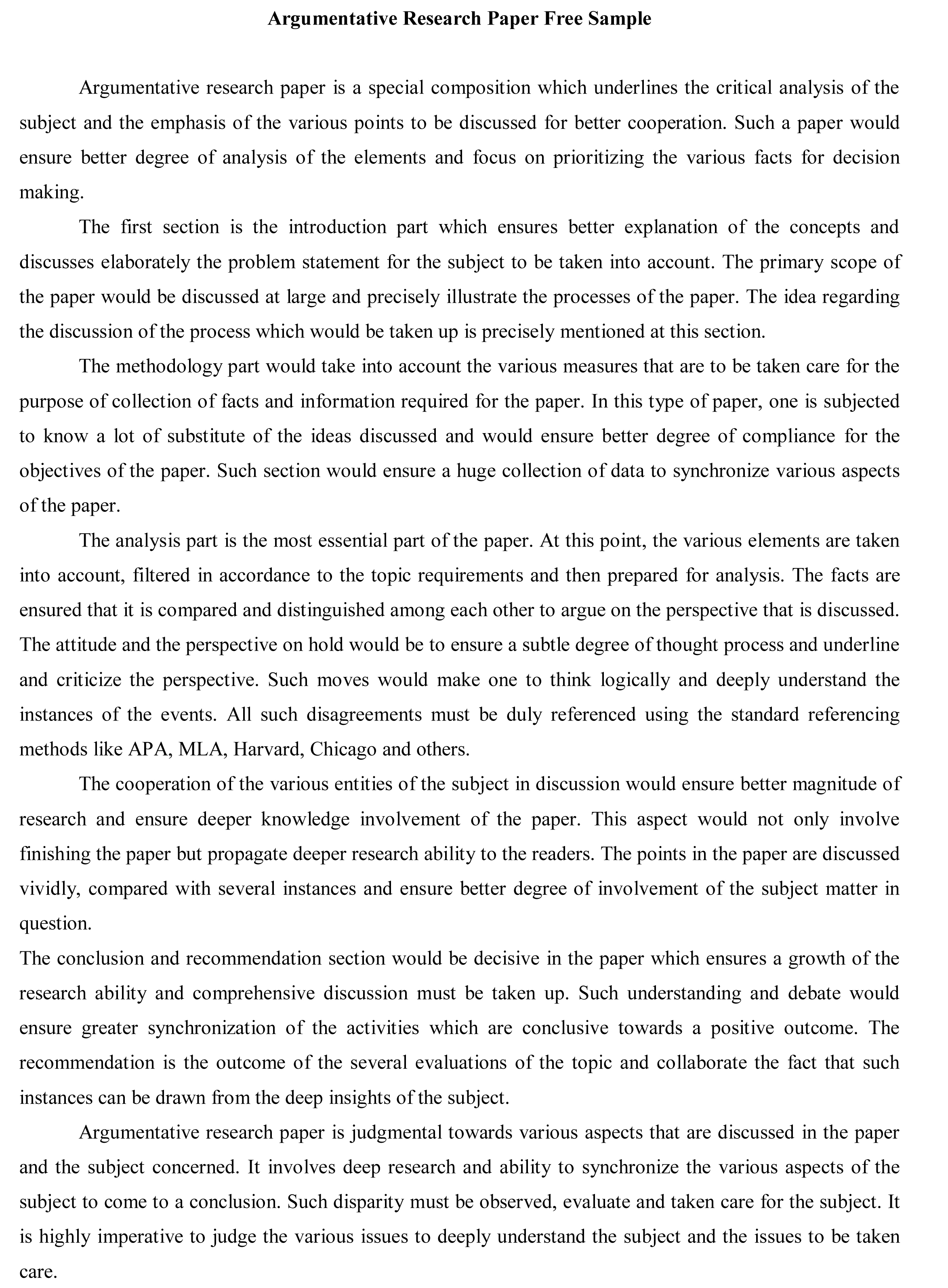 Examples Of A Argumentative Essay