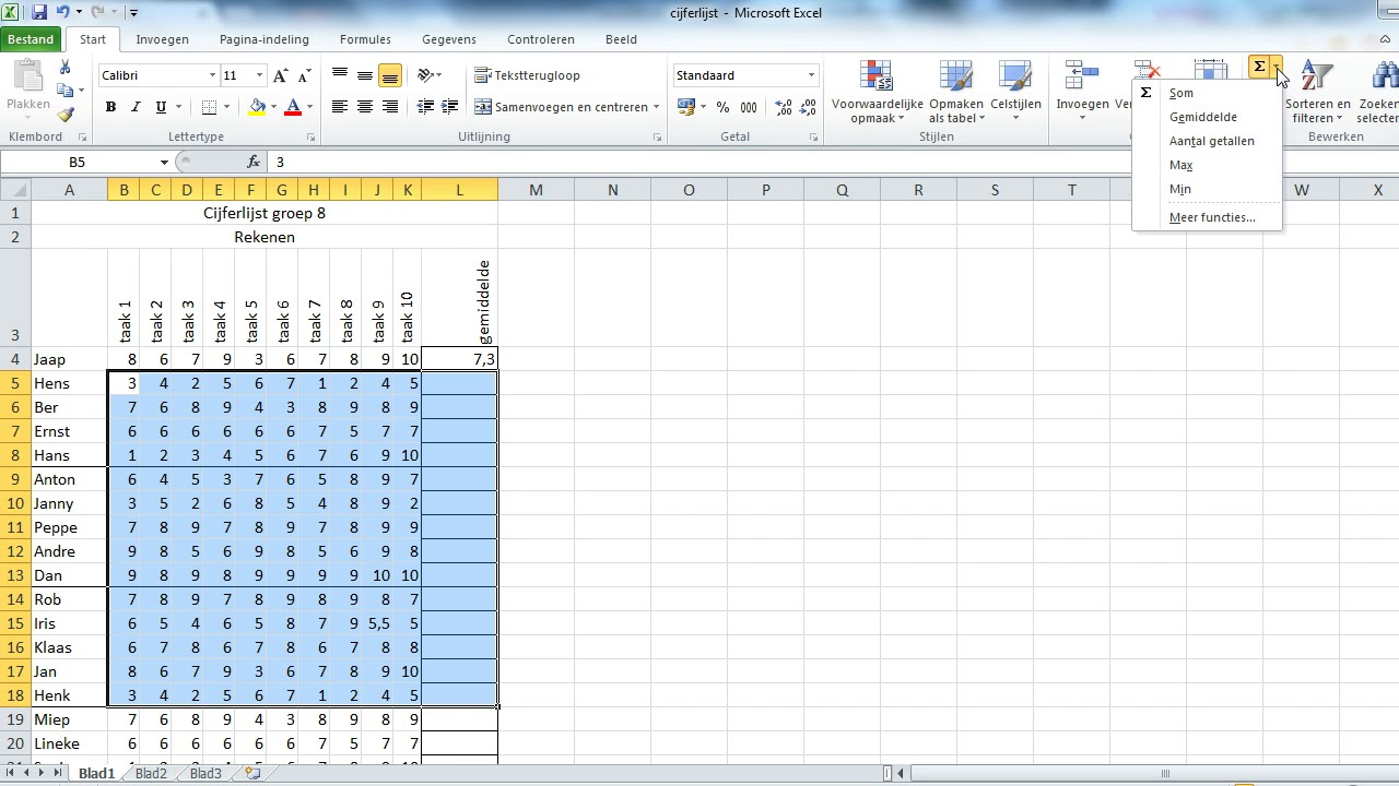 Excel gemiddelde - YouTube - Hoe Bereken Je Een Gemiddelde Cijfer