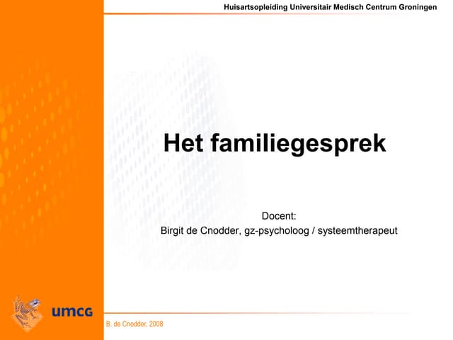 Familiegesprek | PPT - Wanneer Is Een Familiegesprek Nodig