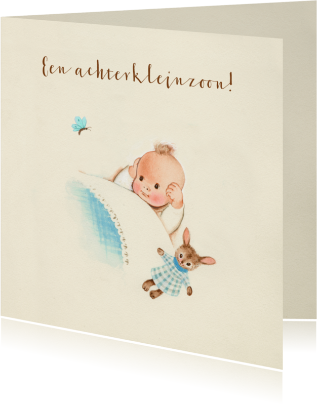 Felicitatiekaart geboorte - Achterkleinzoon met vlinder - Aan De Geboorte Voorafgaand 9 Letters