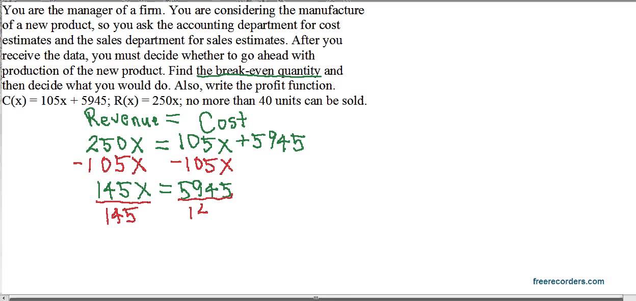 Finding the Break-even quantity - YouTube - How To Calculate Break Even