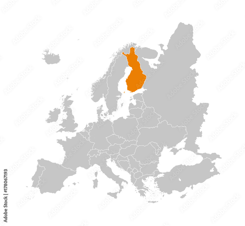 Finland Map in Europe Stock Vector | Adobe Stock - Hoeveel Groter Is Finland Dan Nederland