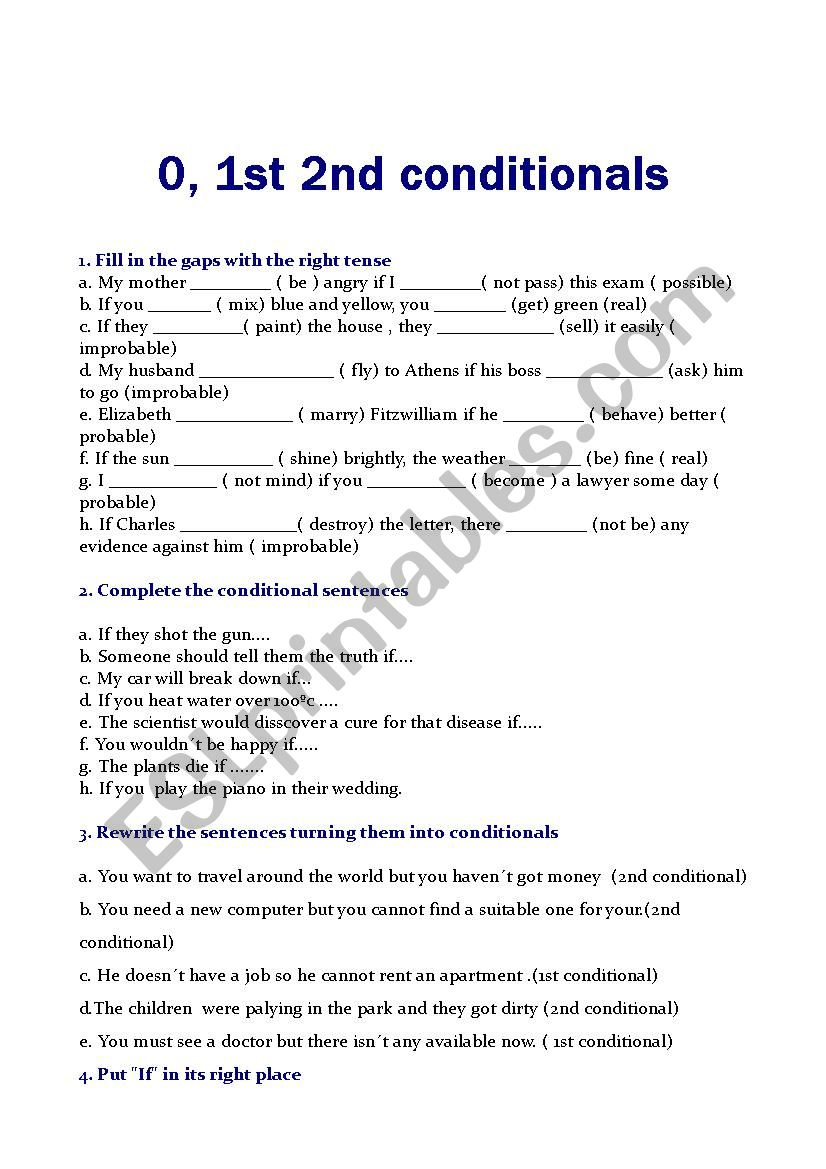 First And Second Conditional Exercises