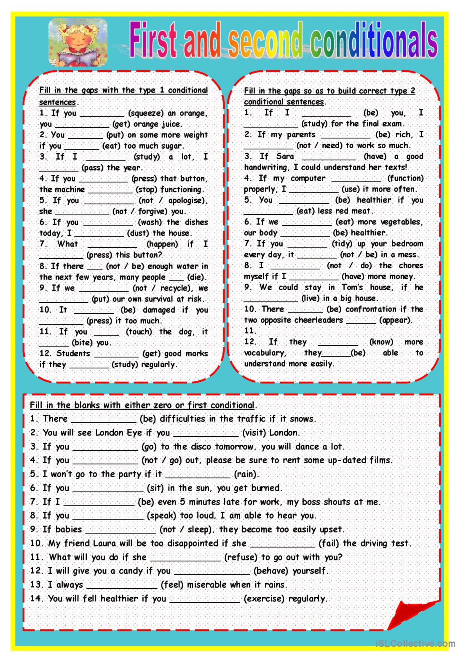 First and second conditionals: English ESL worksheets pdf & doc - First And Second Conditional Exercises