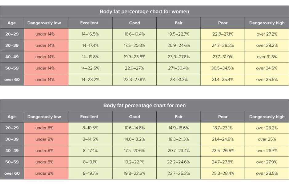 Vetpercentage Tabel Mannen En Vrouwen