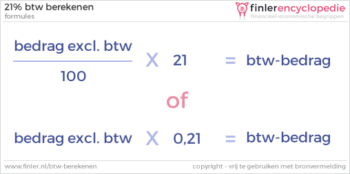 Formule: 21% btw berekenen over een bedrag dat exclusief btw is - Hoe Haal Je 21 Btw Uit Een Bedrag