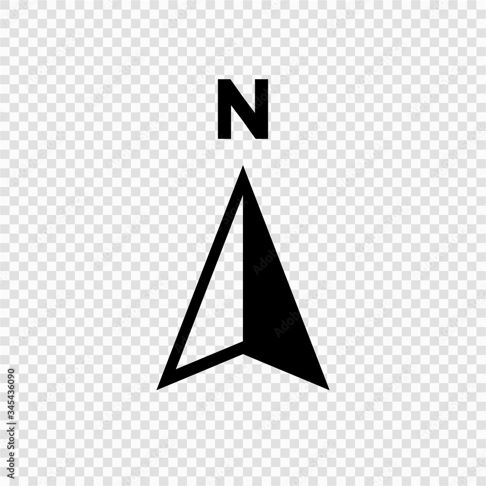 Fotografía North arrow icon N direction vector point symbol, Isolated - North Sea Continental Shelf Case