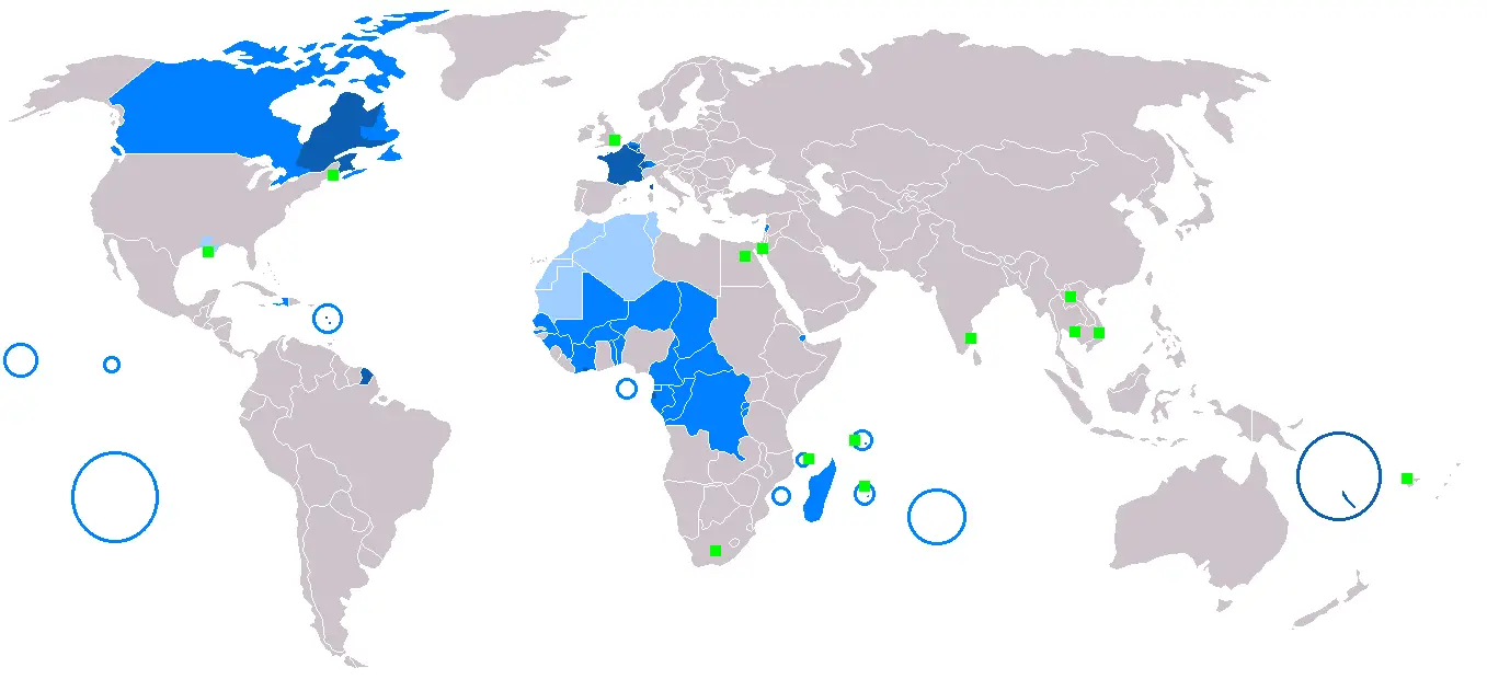 Francophone World Map • Mapsof.net - Waarom Spreken Ze Frans In Canada