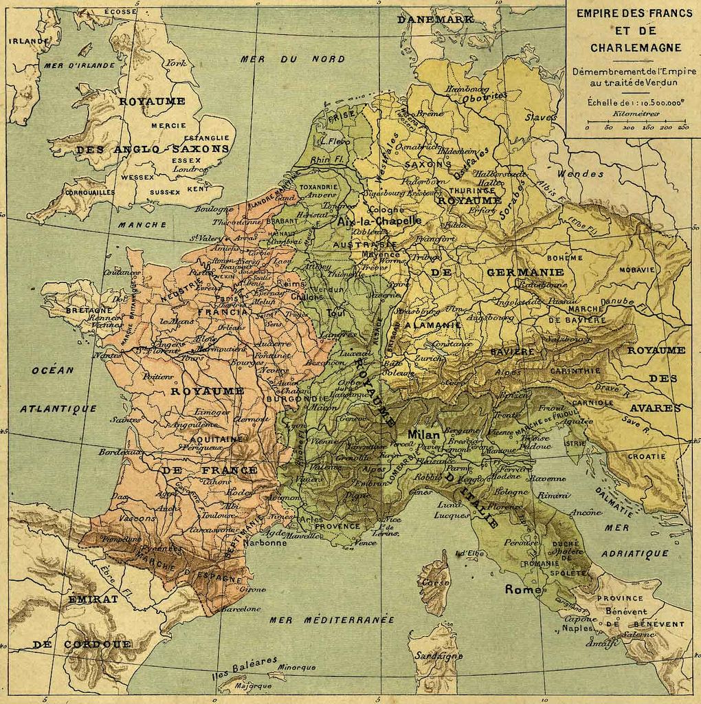 Frank-rijk van Karel de Grote rond 800 | Historical maps, France map - Waar Is Karel De Grote Geboren