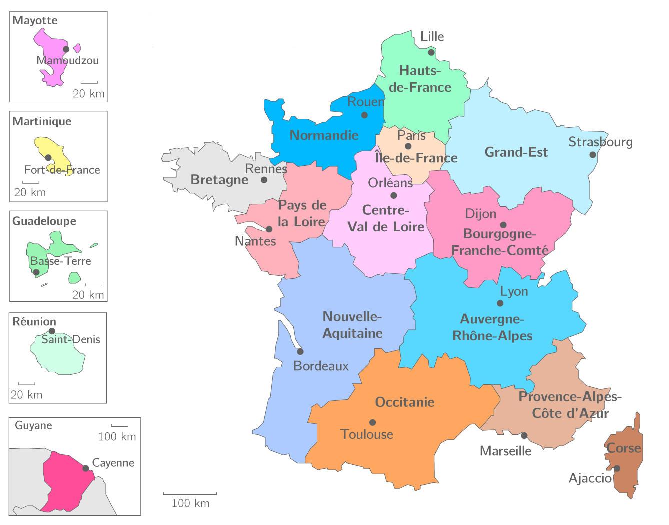 Frankrijk regio kaart - Kaart regio van Frankrijk (West-Europa - Europa) - Kaart Van Frankrijk Met Rivieren