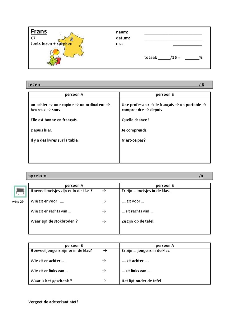 Frans - C7 - Lezen en Spreken Bij Toets | PDF - Comment ça Va - Vertaling