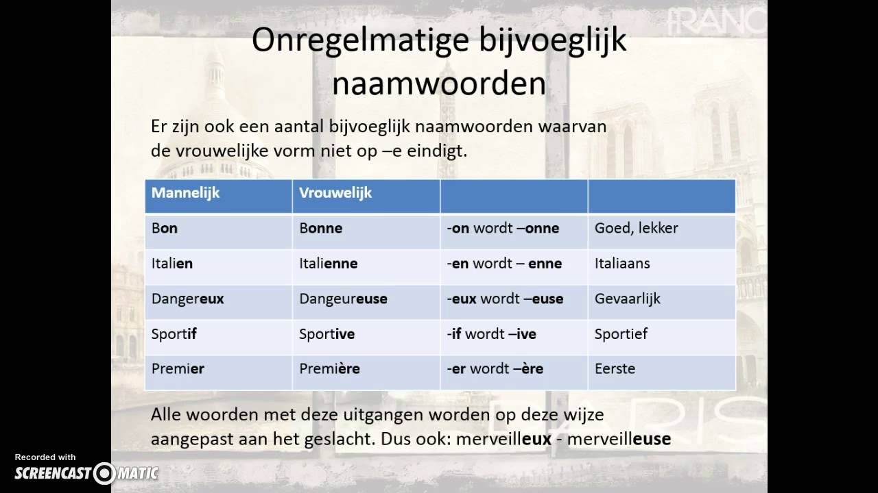 Frans gemist - het bijvoeglijk naamwoord - 2VMBO - YouTube - Verschil Bijwoord En Bijvoeglijk Naamwoord