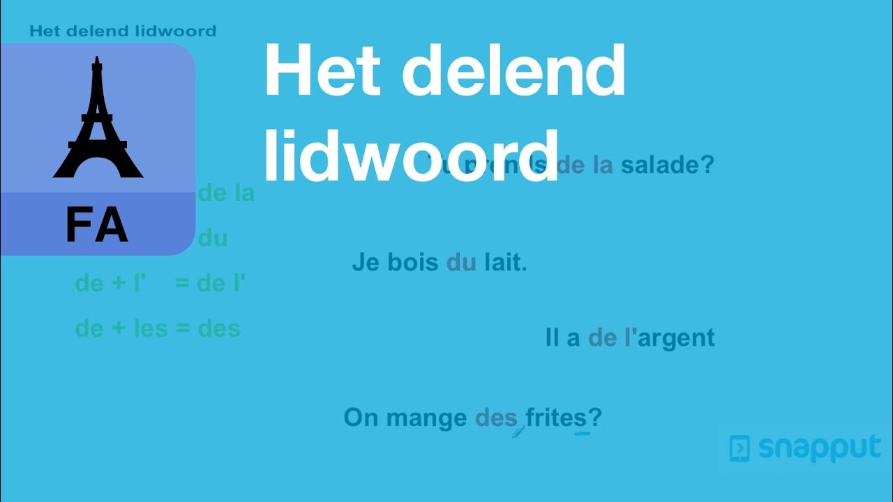 Frans - Het delend lidwoord - YouTube - Wat Is Een Bepaald Lidwoord