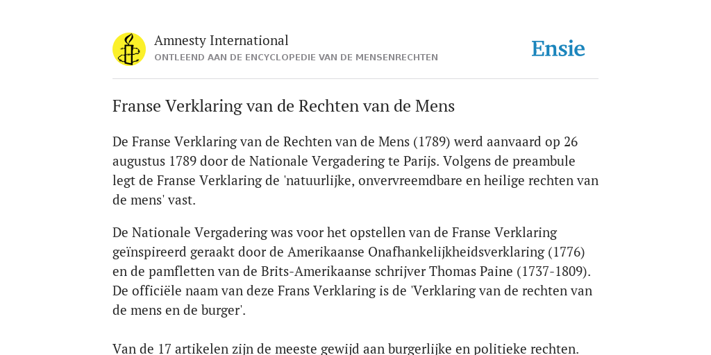 Franse Verklaring van de Rechten van de Mens - de betekenis volgens - Verklaring Van De Rechten Van De Mens
