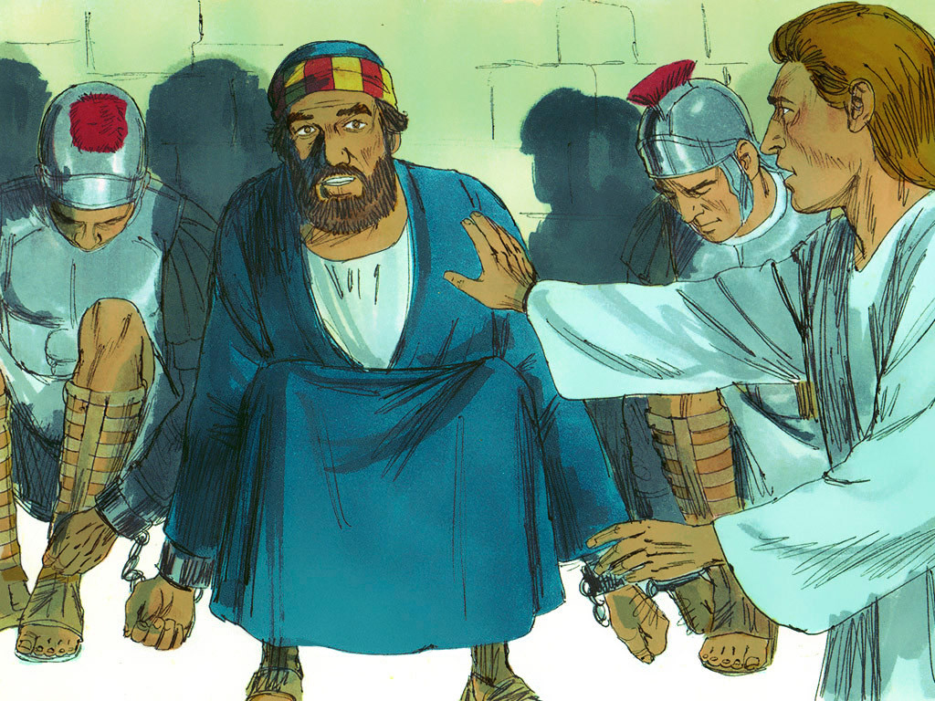 FreeBibleimages :: Peter's miraculous escape from prison :: Peter is in - Petrus In De Gevangenis