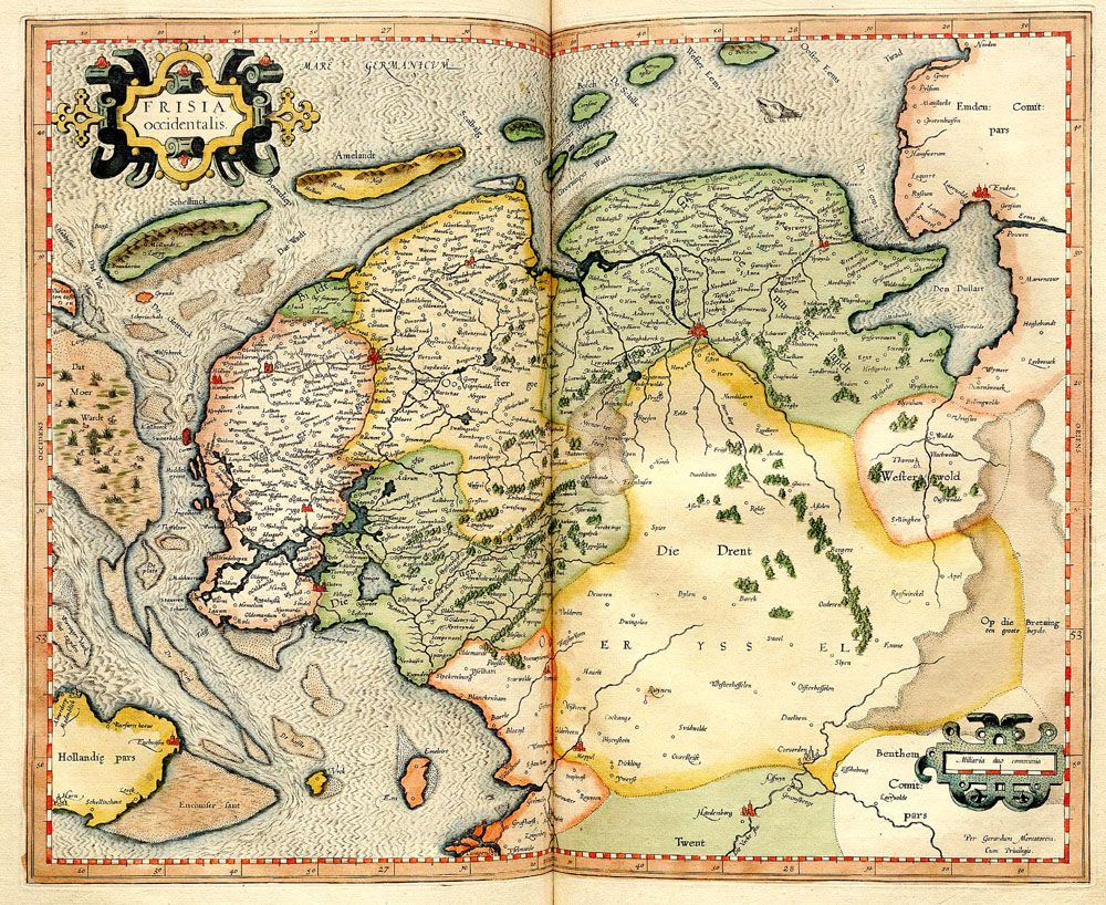 Frisia Occidentalis 1596 Mercator Old Maps, Antique Maps, Early World - Sinds Wanneer Draagt De Provincie De Naam Friesland