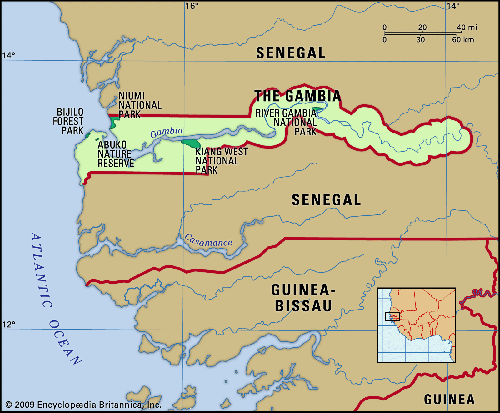 Gambia Physical Map - Wat Is De Hoofdstad Van Gambia
