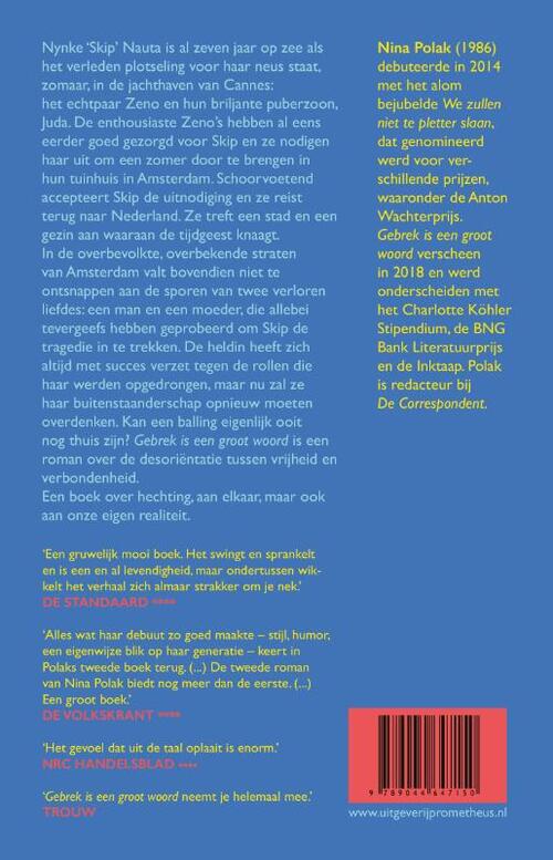 Gebrek is een groot woord, Nina Polak | Boek | 9789044647150 | Bruna - Gebrek Is Een Groot Woord