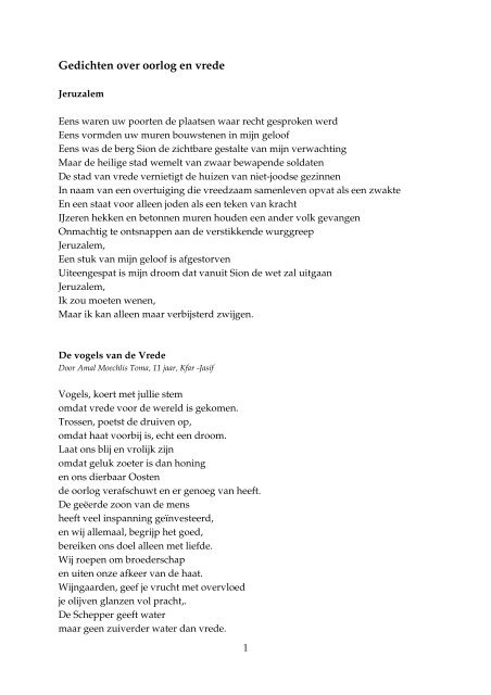 Gedichten over oorlog en vrede - Kerk in Actie - Gedichten Over Oorlog En Vrede