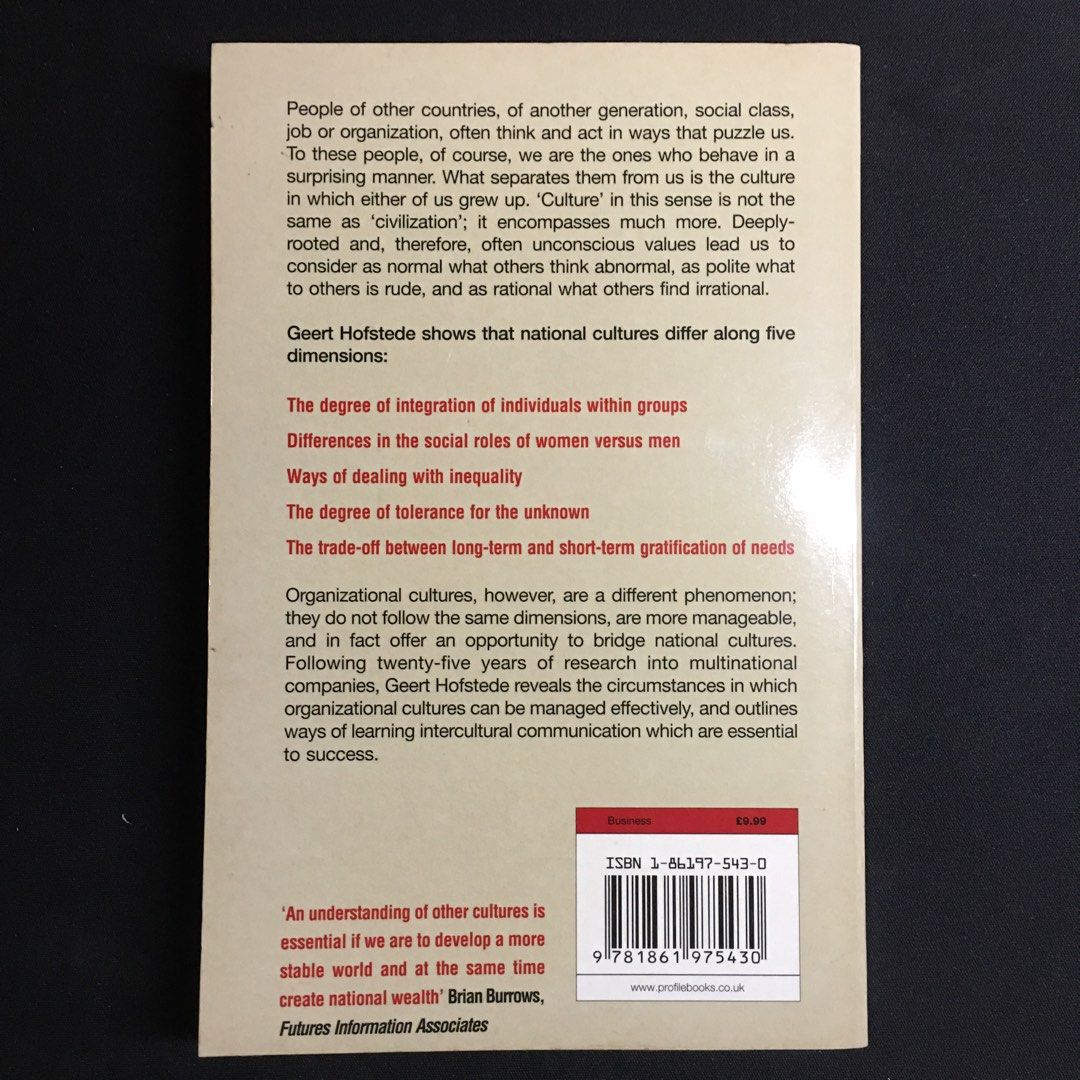 Geert Hofstede Cultures And Organizations, Hobbies & Toys, Books - Geert Hofstede Cultures And Organizations