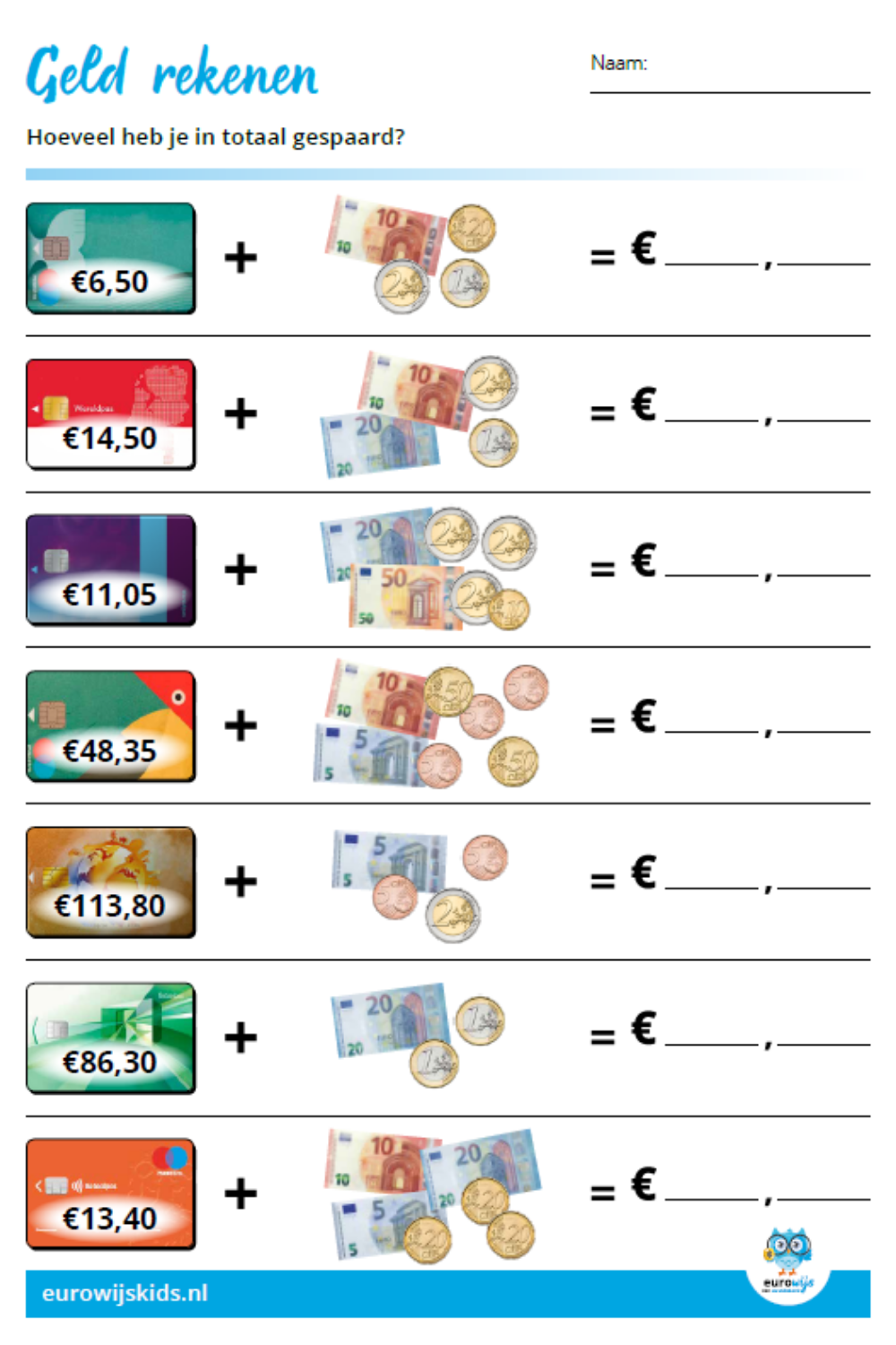 Geld rekenen voor in de klas | Onderwijs geld, Geld werkbladen, Geld - Groep 5 Rekenen Met Geld