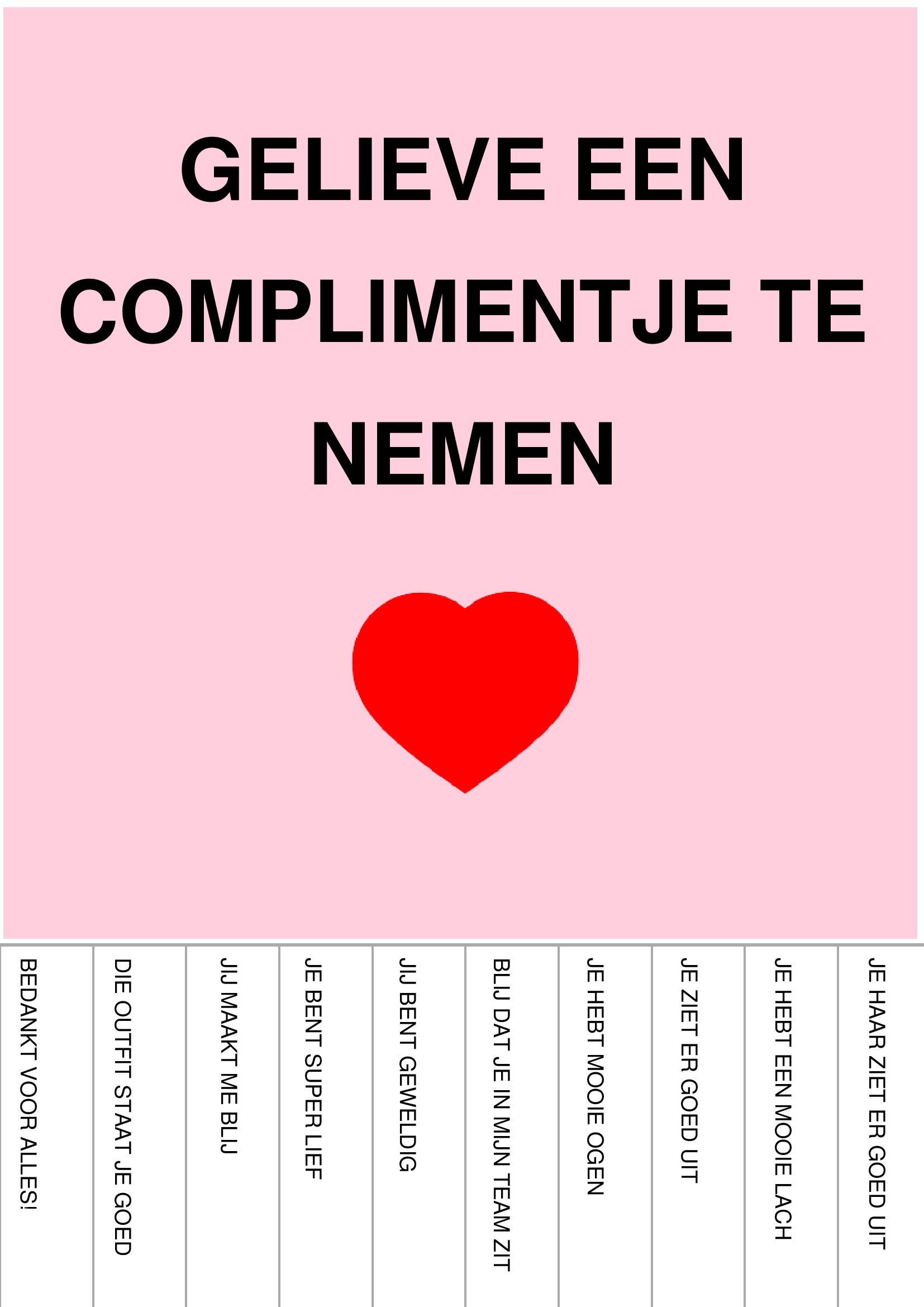 GELIEVE EEN COMPLIMENTJE TE NEMEN - flyer template Happy Quotes - Positieve Woorden Met Een A