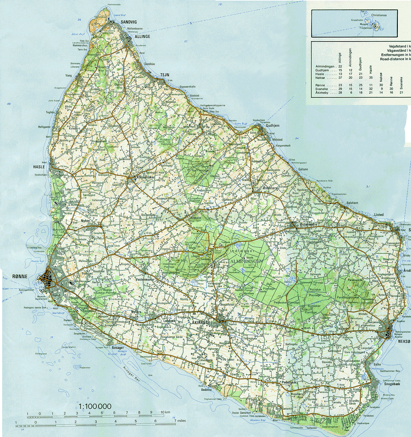 Geografiske kort over Bornholm - Kort Filmpje Bij Een Lied