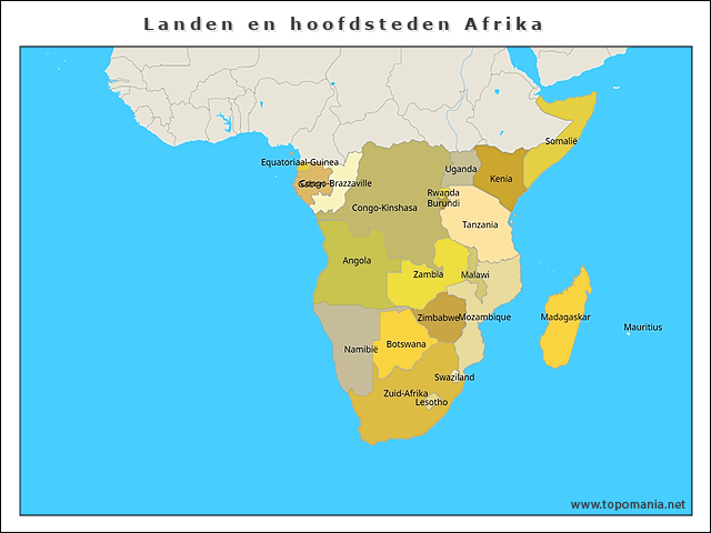 Kaart Van Afrika Met Landen En Hoofdsteden