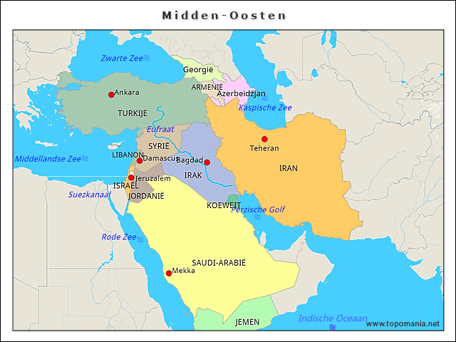 Geography Midden-Oosten | www.topomania.net - Geschiedenis Van Het Midden Oosten