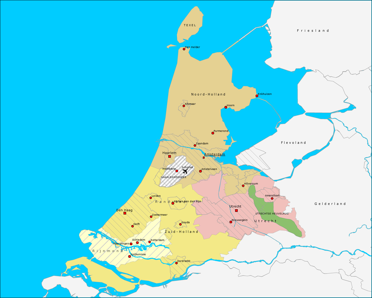 Geography Noord-Holland, Zuid-Holland en Utrecht | www.topomania.net - Wat Is De Afstand Noord-zuid In Chili
