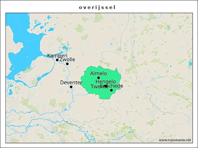 Geography overijssel | www.topomania.net - Onder Welke Regio Valt Overijssel