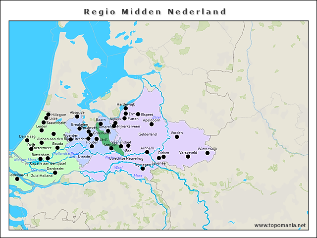 Geography Regio Midden Nederland | www.topomania.net - Onder Welke Regio Valt Rotterdam