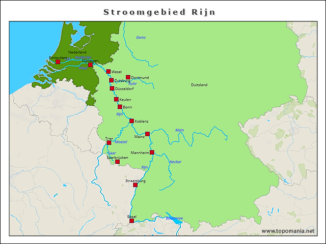 Geography Stroomgebied Rijn | www.topomania.net - Door Welke Landen Stroomt De Maas