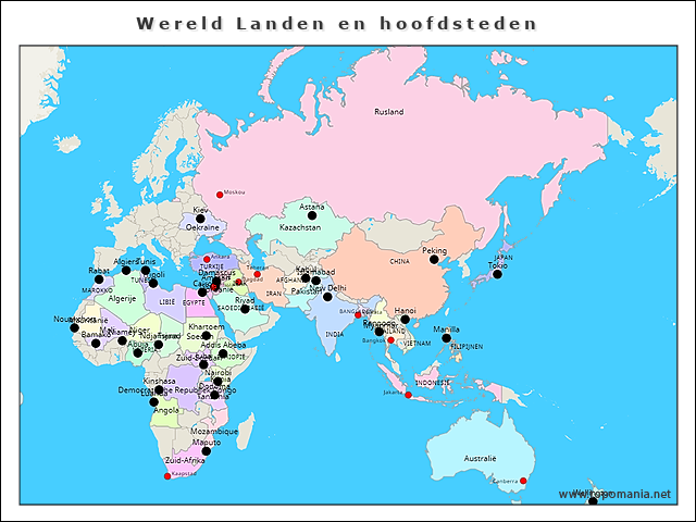 Geography Wereld Landen en hoofdsteden | www.topomania.net - Topografie Wereld Landen En Hoofdsteden