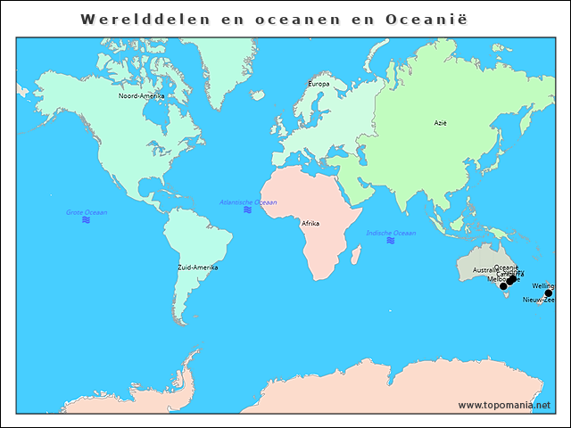 Geography Werelddelen en oceanen en Oceanië | www.topomania.net - Waar Ligt De Grote Oceaan