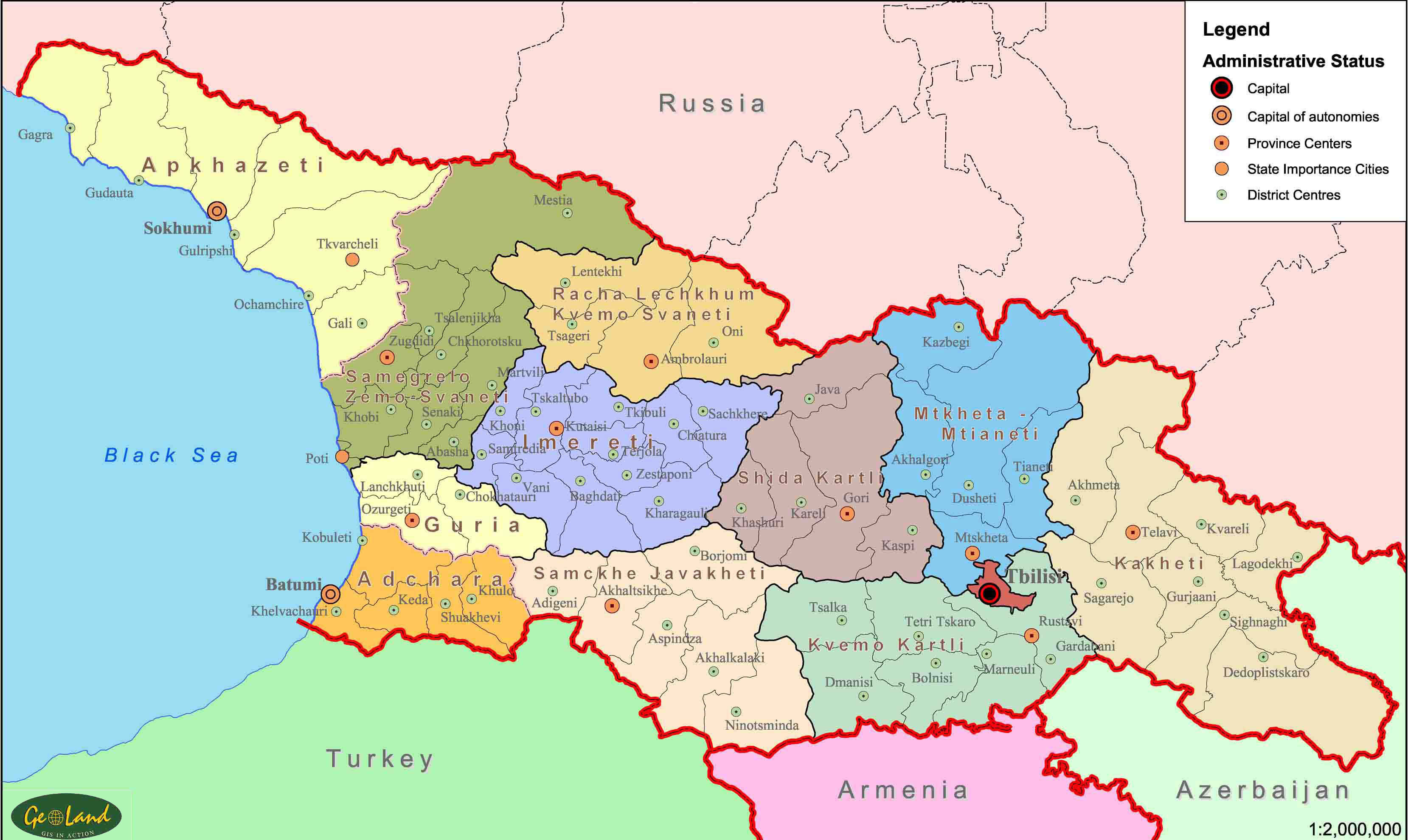 Géorgie Carte Villes - Wat Is De Hoofdstad Van Georgië