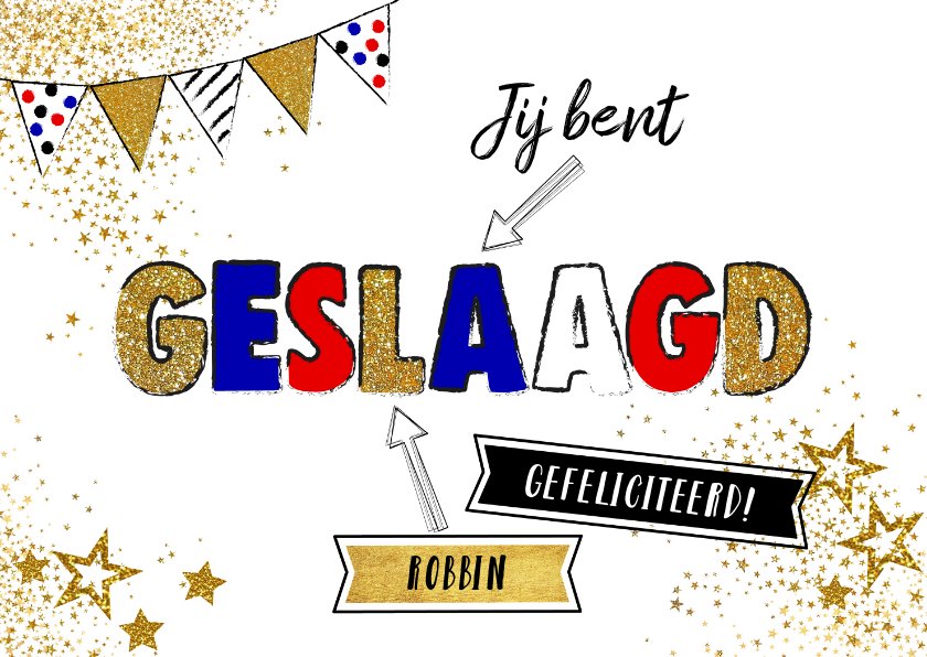 Geslaagd! Hippe felicitatie kaart slingers en | Kaartje2go - Wanneer Hoor Je Of Je Geslaagd Bent 2024